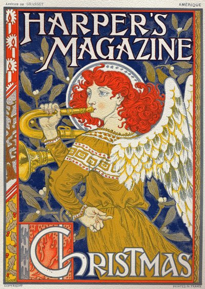Religia. Anioł bożonarodzeniowy. Plakat Eugene Grasset dla Harper