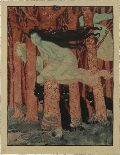 Trzy kobiety i trzy wilki Trzy kobiety i trzy wilki, ok. 1892 r. autorstwa Eugene Grasset