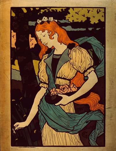 Kobieta zbierająca kwiaty, 1917 autorstwa Eugene Grasset