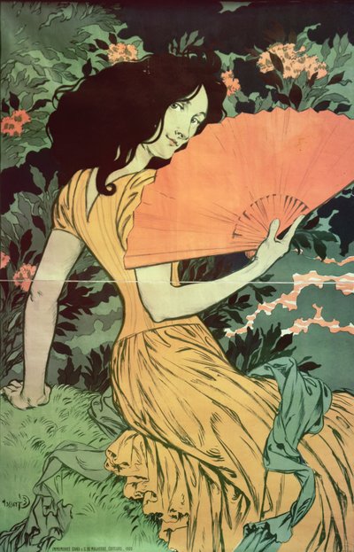 Kobieta z wachlarzem, 1900 autorstwa Eugene Grasset