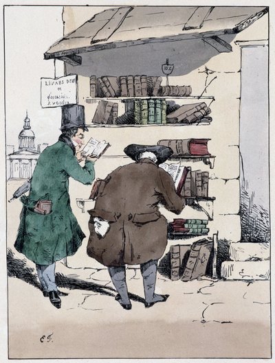 Księgarnia, rue de Sandstone w Dzielnicy Łacińskiej - w „” Souvenirs d