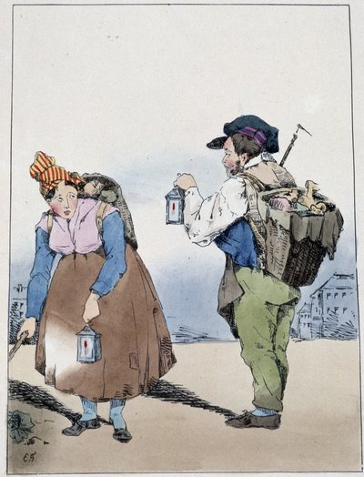 Wózek z latarnią, rue Mouffetard - w „”Souvenirs d