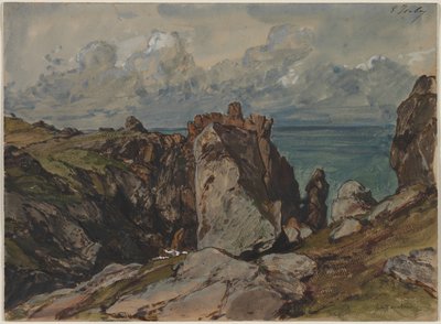Klify nad morzem w Cézembre, Bretania, c. 1830. autorstwa Eugene Isabey