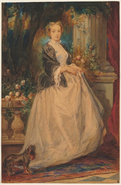 Portret Madame Thomas z domu Camille Boucher. autorstwa Eugene Isabey