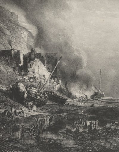 Remont statku podczas odpływu, 1833. autorstwa Eugene Isabey