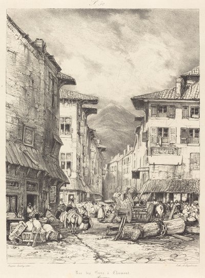 Rue des Gras w Clermont autorstwa Eugene Isabey