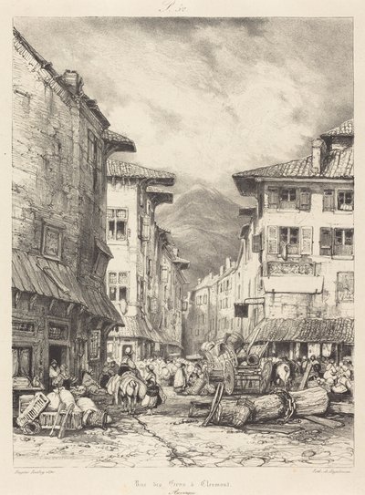 Rue des Gras w Clermont autorstwa Eugene Isabey
