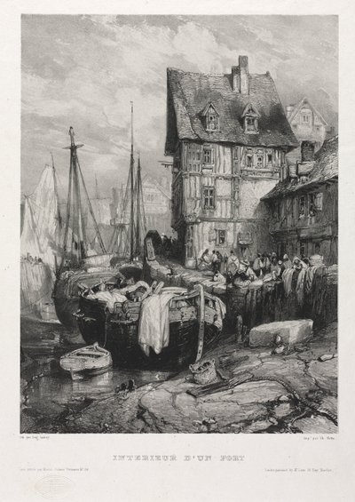 Six Marines: Wnętrze portu, 1833. autorstwa Eugene Isabey