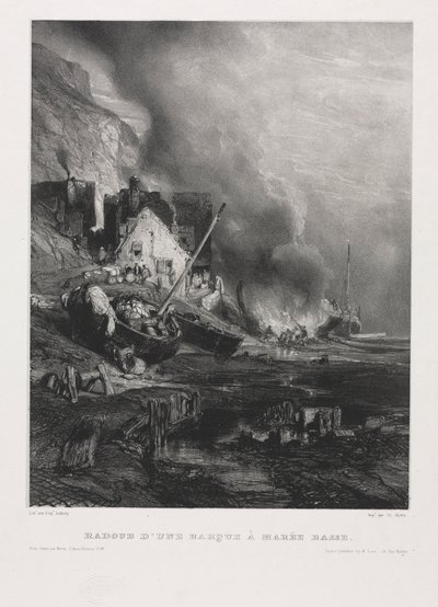 Six Marines: Remont łodzi podczas odpływu, 1833. autorstwa Eugene Isabey