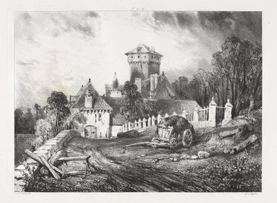 Malownicze i romantyczne podróże po antycznej Francji, Owernia: Château de Pesteil w Polminhac autorstwa Eugene Isabey