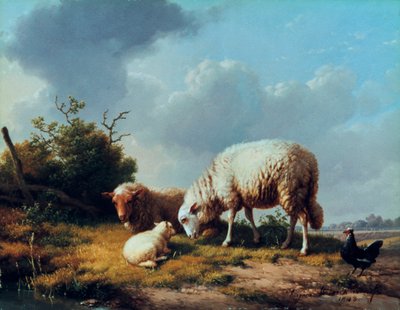 Owce i drób w krajobrazie, XIX w. autorstwa Eugene Joseph Verboeckhoven