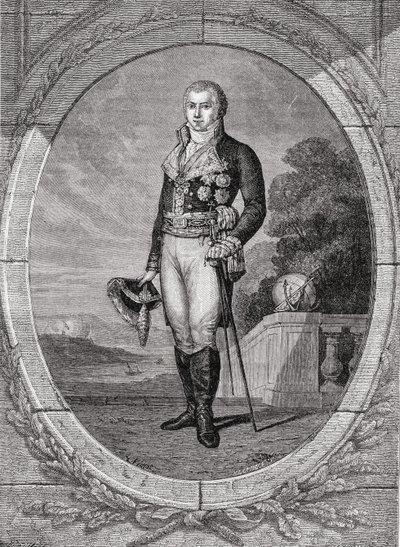 Manuel Godoy y Alvarez de Faria, grawerowane przez Blanpaina, z „Histoire de la Revolution Francaise” Louisa Blanca (1811–82) autorstwa Eugene Joseph Viollat