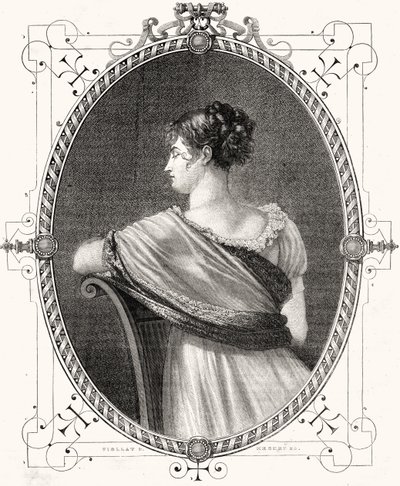 Portret Madame Recamier (1777-1849) rytowany przez Antoine Auguste Ernesta Heberta (1817-1908) autorstwa Eugene Joseph Viollat
