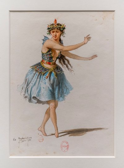 Korrigane. Balet Charlesa-Marie Widora, modelka kostiumowa. 1880, długopis, akwarela i gwasz na papierze. autorstwa Eugene Lacoste