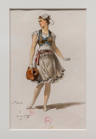 Korrigane. Balet Charlesa-Marie Widora, modelka kostiumowa. 1880, długopis, akwarela i gwasz na papierze. autorstwa Eugene Lacoste