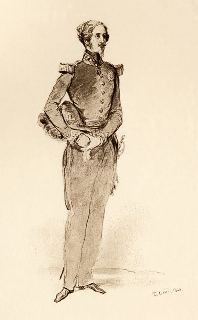 Książę Ludwik Orleański, książę Nemours w 1840 r., z książki "Dziewczęcość królowej Wiktorii", wyd. w Londynie 1912 r. (druk) autorstwa Eugene-Louis (after) Lami