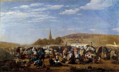 Przebaczenie dla św. Anny la Palud w 1858 Uroczystość religijna w Bretanii. Obraz Eugene Louis Boudin (1824-1898) 1858 Le Havre, Musee des Beaux Arts. autorstwa Eugene Louis Boudin
