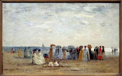 Kąpiących się na plaży Trouville, Calvados. Obraz Eugene Louis Boudin (1824-1898) autorstwa Eugene Louis Boudin