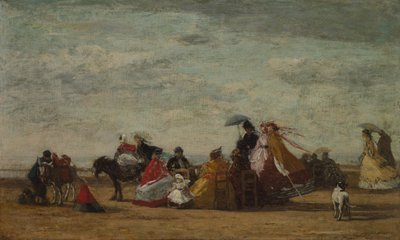 Scena na plaży, ok. 1865-1867 (olej na desce) autorstwa Eugene Louis Boudin