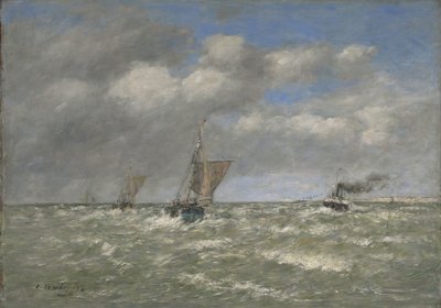 Łodzie wracają do portu, Trouville, 1894 autorstwa Eugene Louis Boudin