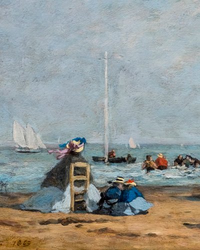 Krynoliny na plaży, szczegóły autorstwa Eugene Louis Boudin