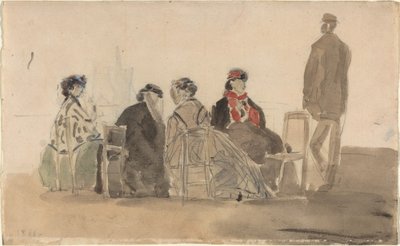 Cztery panie siedzące w Trouville, 1866. autorstwa Eugene Louis Boudin