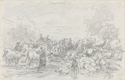 Stada przechodzące przez strumień, 1877. autorstwa Eugene Louis Boudin