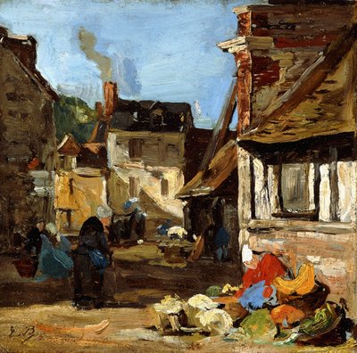 Honfleur, rynek Saint-Catherine, 1867-1870 autorstwa Eugene Louis Boudin