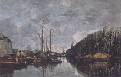 Kanał na rzece Allèe Verte w Brukseli autorstwa Eugene Louis Boudin