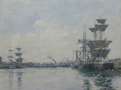 Le Havre, statki w basenie autorstwa Eugene Louis Boudin