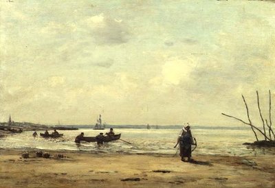 Odpływ w pobliżu Honfleur, ok. 1864-66 (olej na panelu) autorstwa Eugene Louis Boudin