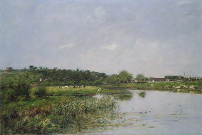 Riverside w La Touques, 1890 autorstwa Eugene Louis Boudin