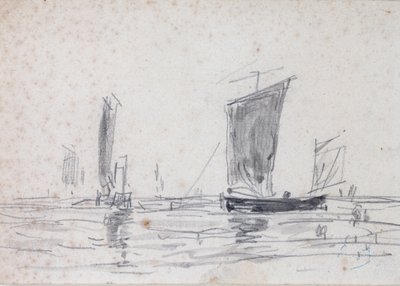 Żaglówki na morzu (wash i grafit na papierze) autorstwa Eugene Louis Boudin