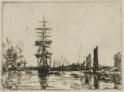 Pejzaż morski z łodziami autorstwa Eugene Louis Boudin
