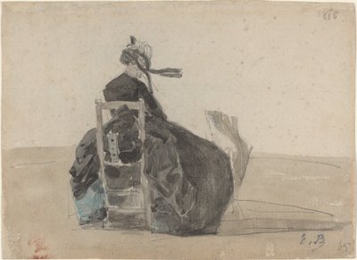 Siedząca Dama w Czerni, Trouville, 1865. autorstwa Eugene Louis Boudin