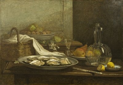Martwa natura z ostrygami, ok. 1850 (olej na płótnie) autorstwa Eugene Louis Boudin