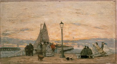 Molo w Trouville: Zachód słońca, 1862 autorstwa Eugene Louis Boudin