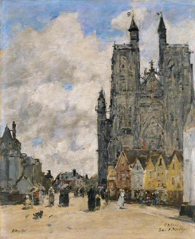 Plac kościoła św. Vulfrana w Abbeville autorstwa Eugene Louis Boudin