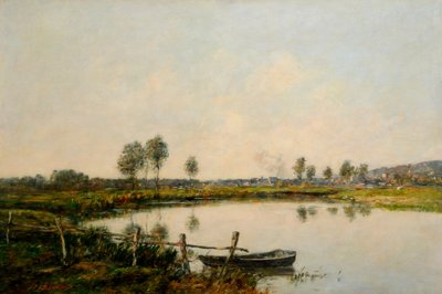 The Water Meadows w Deauville, Francja (olej na płótnie) autorstwa Eugene Louis Boudin