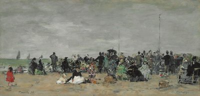 Plaża Trouville, 1874 autorstwa Eugene Louis Boudin