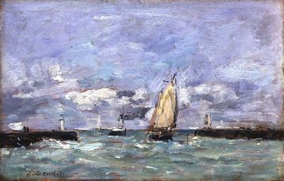Trouville, ok. 1885-90 (olej na panelu) autorstwa Eugene Louis Boudin