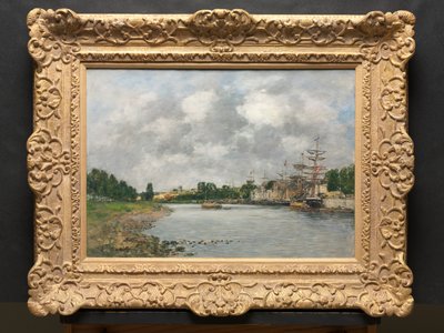 Widok na port Saint-Valéry-sur-Somme autorstwa Eugene Louis Boudin