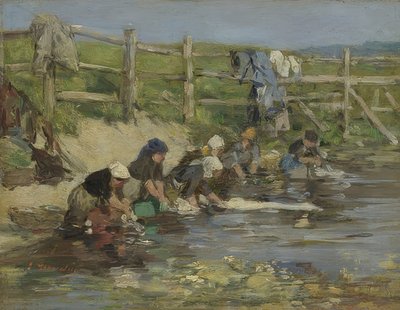 Praczki nad rzeką. Około 1885-90 autorstwa Eugene Louis Boudin