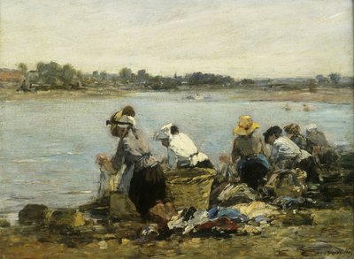 Praczki w Torque; Praczki w La Touque, autorstwa Eugene Louis Boudin