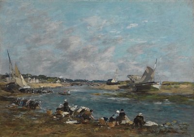 Praczki na brzegach rzeki Touques; Praczki na jednym z ramion La Touques, 1866 autorstwa Eugene Louis Boudin