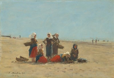 Kobiety na plaży w Berck, 1881. autorstwa Eugene Louis Boudin