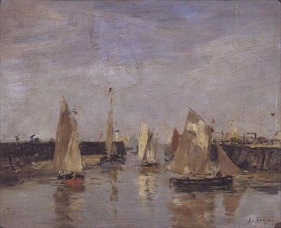 Jachty w porcie autorstwa Eugene Louis Boudin