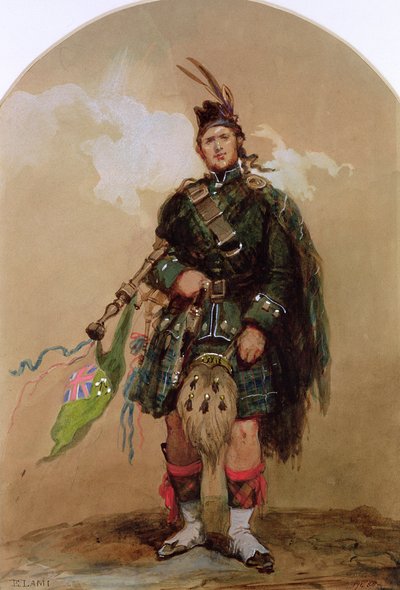 Dudziarz 79. Górali w Chobham Camp w 1853 r. autorstwa Eugene Louis Lami