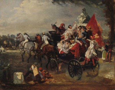 Scena karnawałowa, Place de la Concorde, 1834. autorstwa Eugene Louis Lami