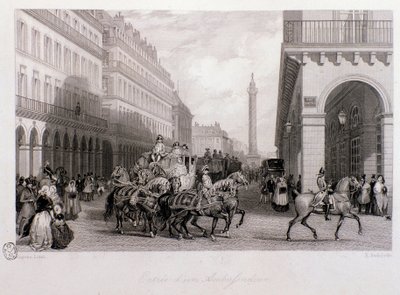 Orszak ambasadora na Place de la Bourse po jego przybyciu do Paryża. Grawer Eugene Louis Lami (1800-1890) 1843 Ze zbiorów prywatnych autorstwa Eugene Louis Lami